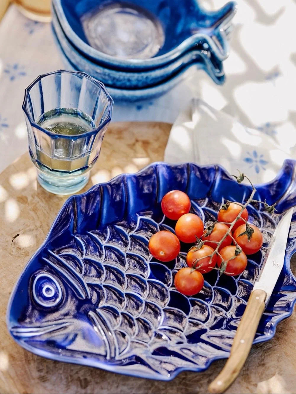 Anthropologie Fish Etched Stoneware Serving Platter